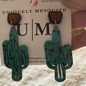 Green Cactus Earrings